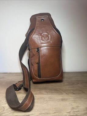 Bull Captain Brown Leather Sling Bag for Men - Classic Crossbody Carry